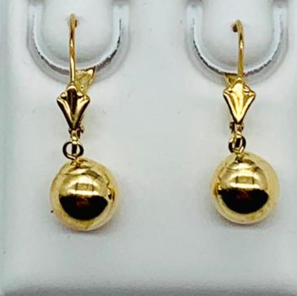Polished Gold Ball Drop Earrings for Women